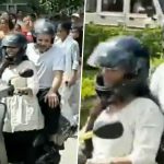 Rahul Gandhi Rides Pillion on a Girl’s Scooter After Distributing Two-Wheelers to Meritorious Students at Maharani College in Jaipur (Watch Video)